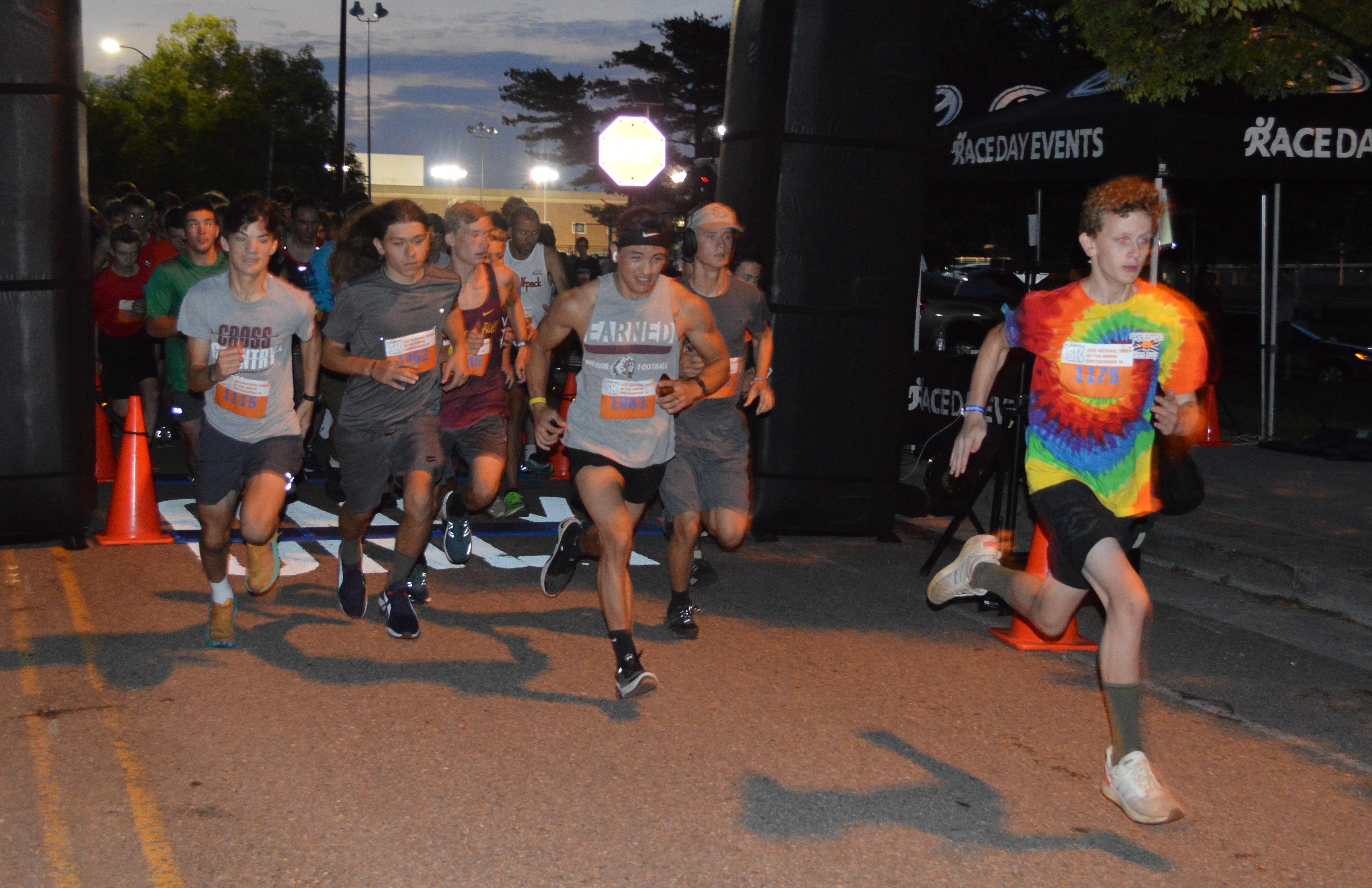 Arrowmen running the Brotherhood 5K at NOAC 2022.