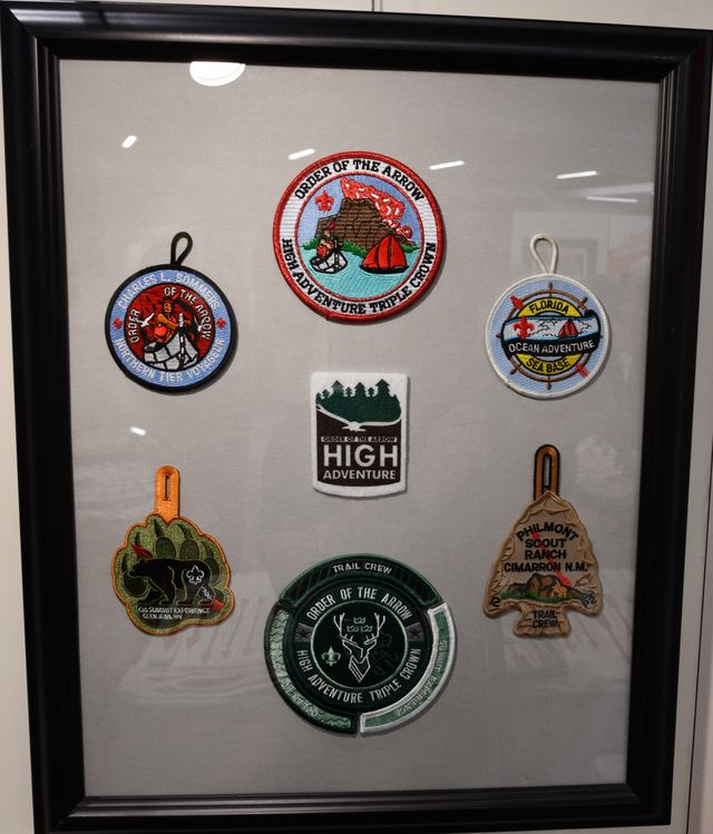 OA High Adventure participant patches and OAHA Triple Crown Award patches.